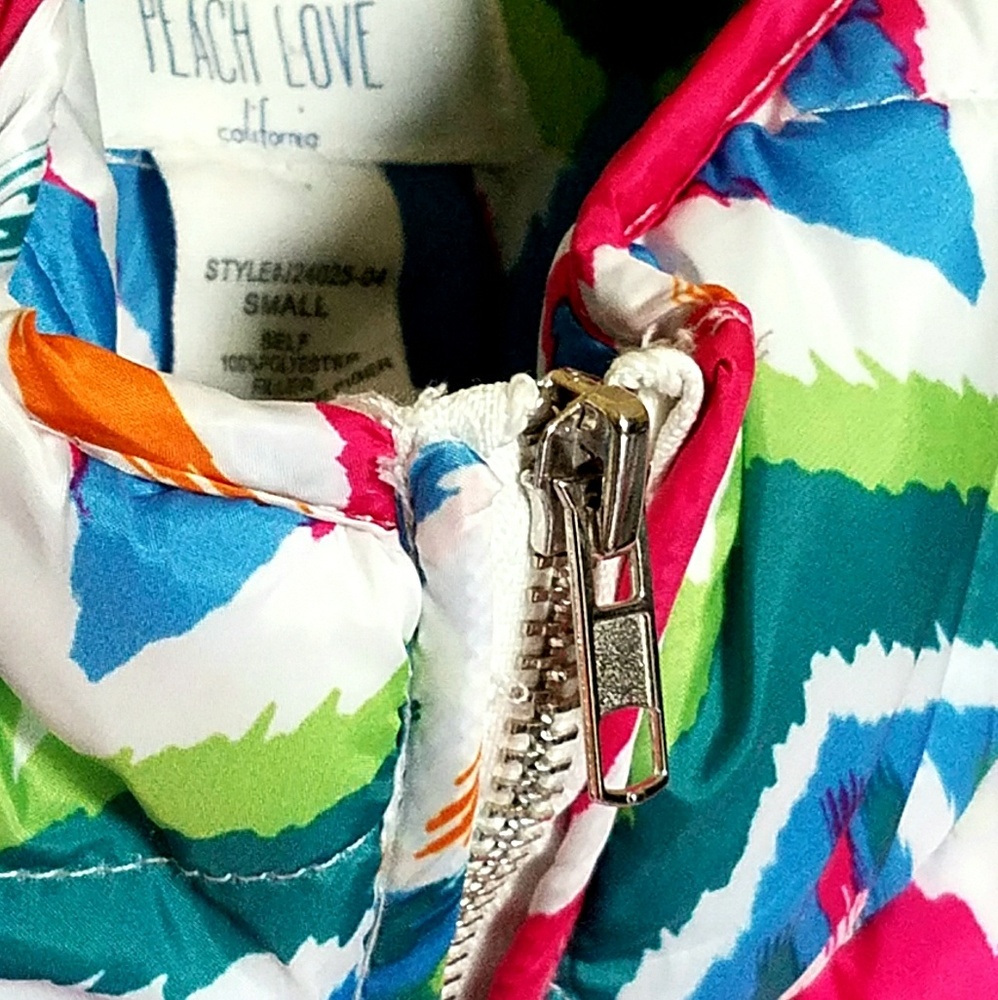 Multi-Colored Puffer Zip Vest Small - image 7